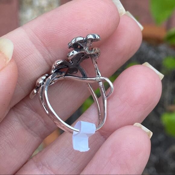 Sterling Silver Cascading Flowers Ring, Statement Ring, Silver Ring, Boho Ring - Picture 6 of 7